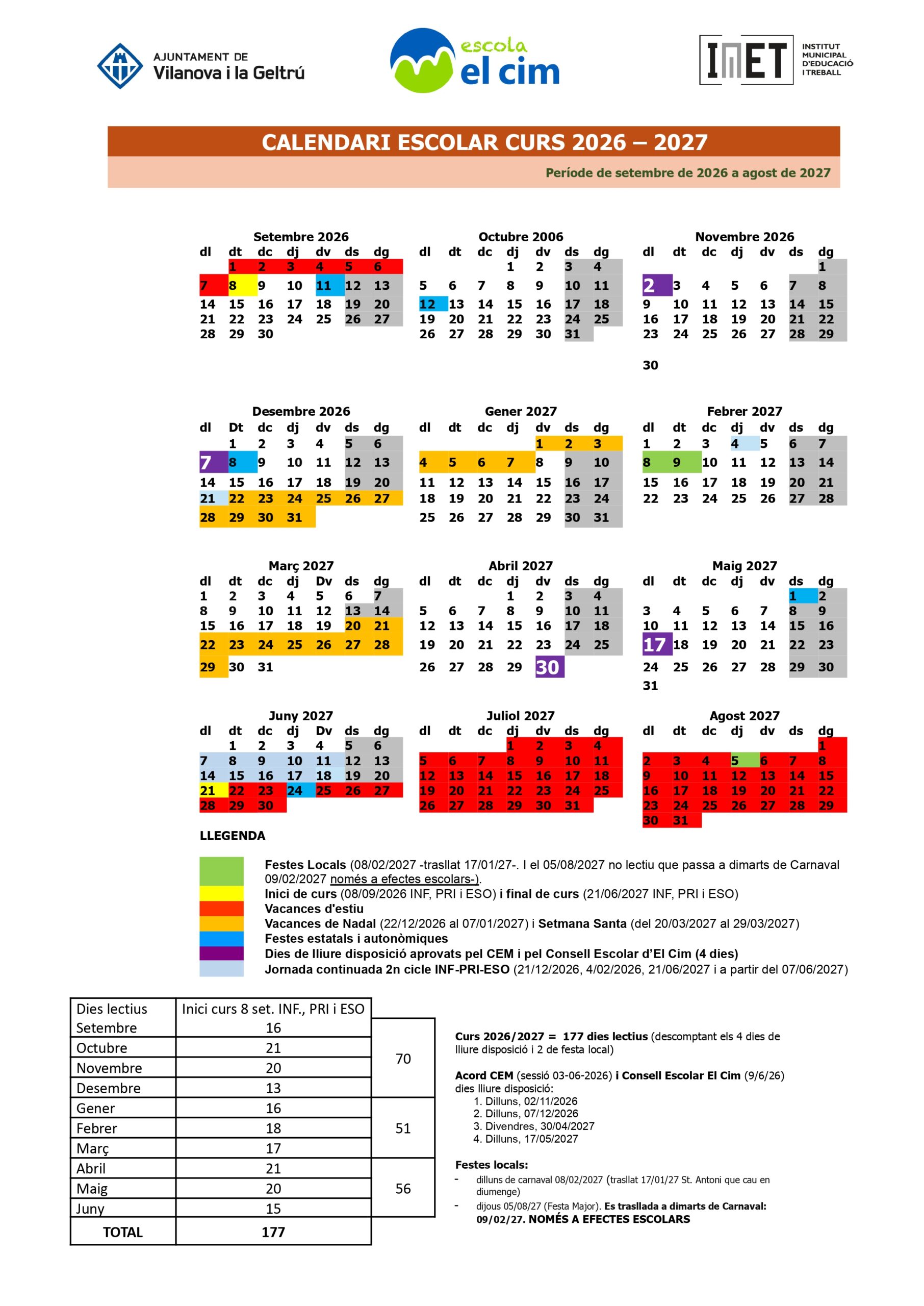 calendari el cim 20 - 21